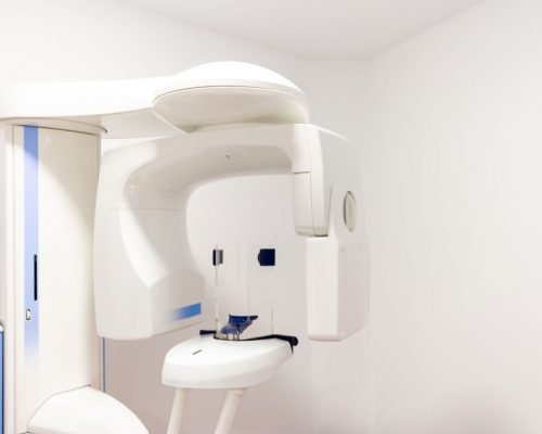 a tooth scanner in dental clinic with white background